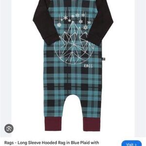 Rags Blue Plaid Hooded Romper